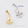 MULTI CZ BAT DANGLE BELLY BUTTON NAVEL RING 316L SURGICAL STEEL